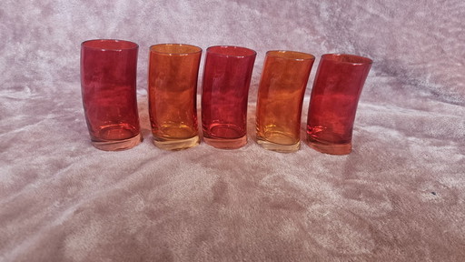 5 Leonardo Swing Water Glasses In Red And Orange