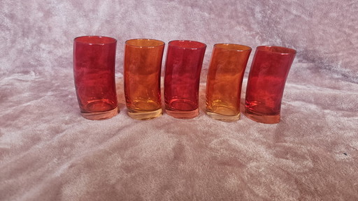 5 Leonardo Swing Water Glasses In Red And Orange