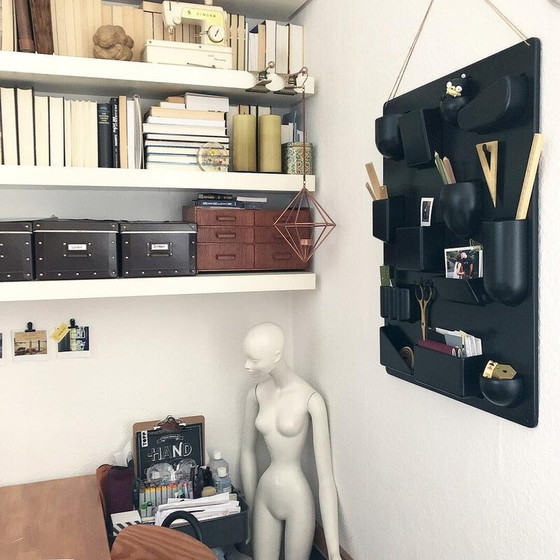 Image 1 of Vintage black wall organizer by Dorothee Becker, Germany 1969