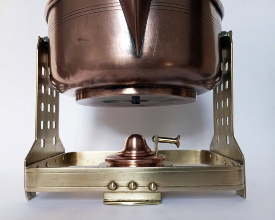 Image 1 of Jan Eisenlöffel Secessionist/Art-Nouveau Brass And Copper & Ivory Water/Tea Kettle 1905