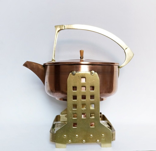 Jan Eisenlöffel Secessionist/Art-Nouveau Brass And Copper & Ivory Water/Tea Kettle 1905