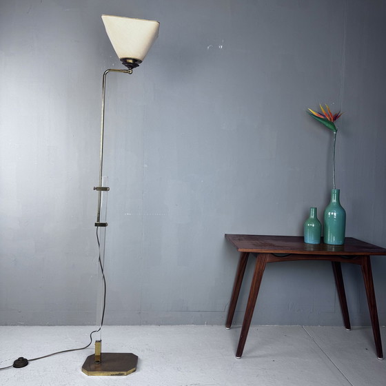 Image 1 of Hollywood Regency Floor Lamp Perspex Brass