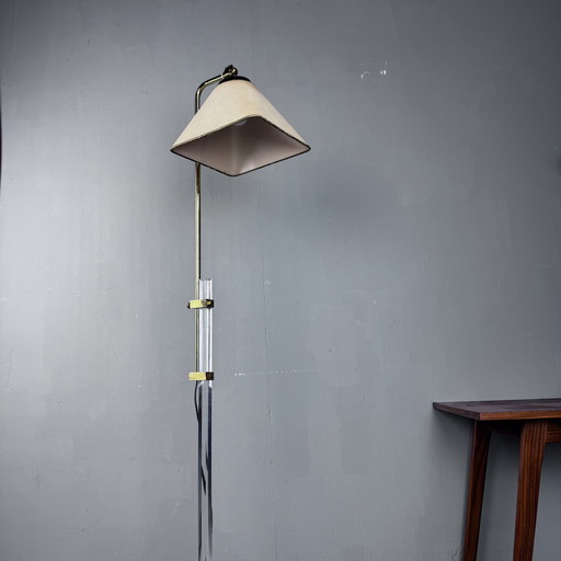 Hollywood Regency Floor Lamp Perspex Brass