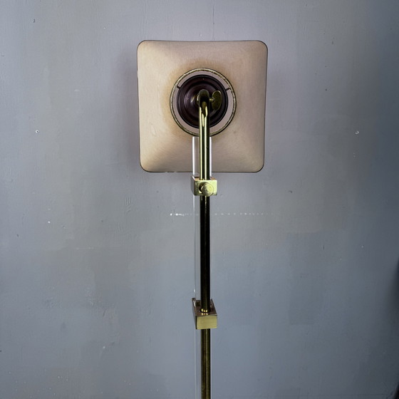 Image 1 of Hollywood Regency Floor Lamp Perspex Brass