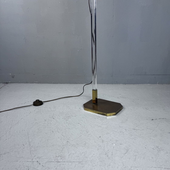 Image 1 of Hollywood Regency Floor Lamp Perspex Brass