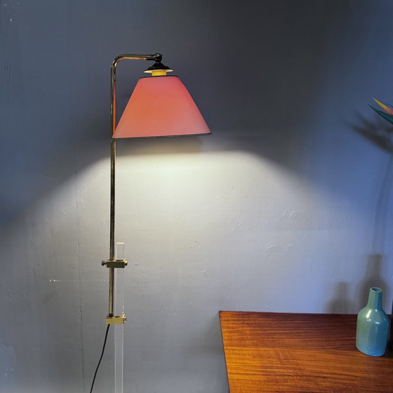 Image 1 of Hollywood Regency Floor Lamp Perspex Brass