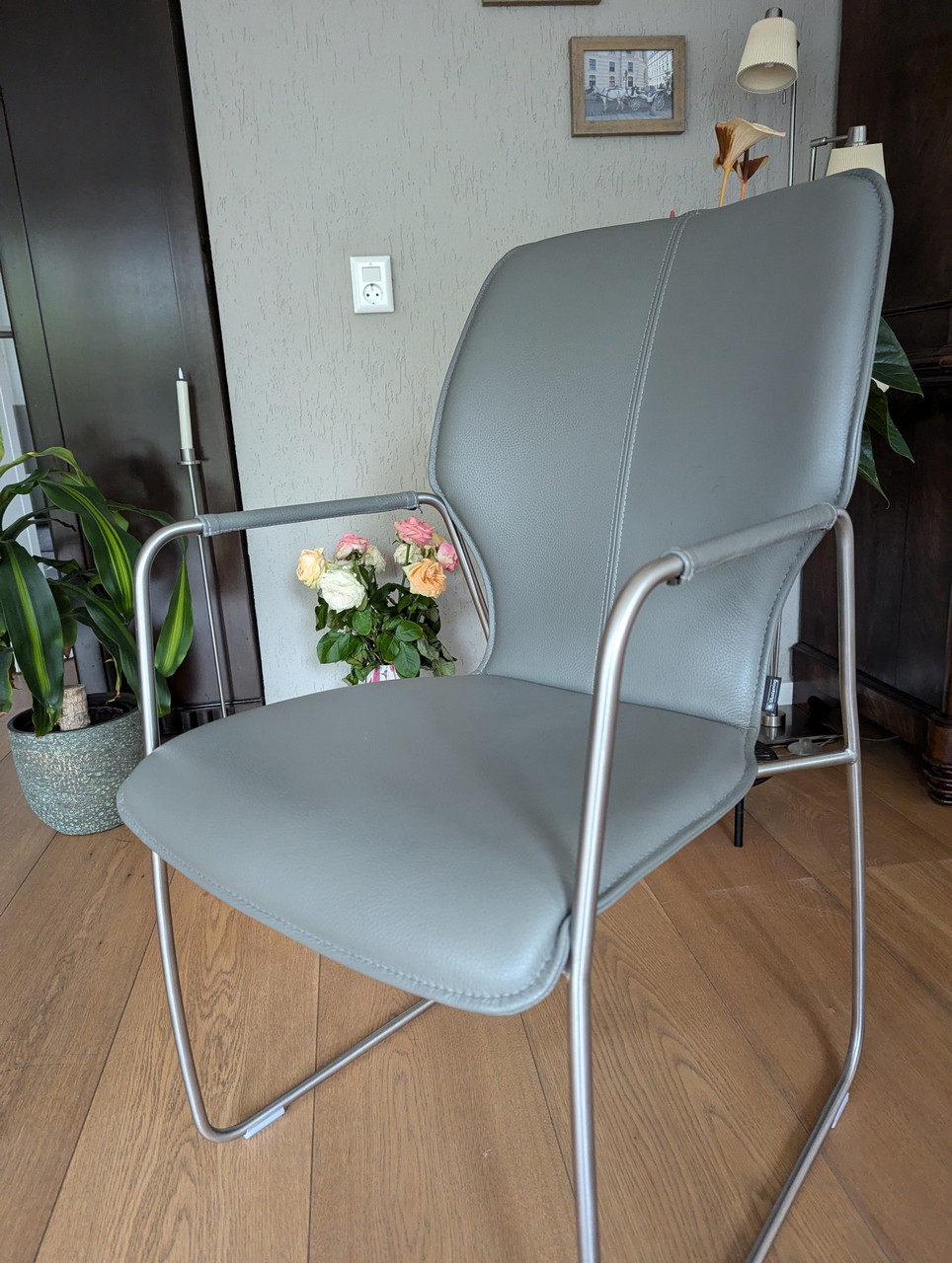 6x Bert Plantagie Musterring Dining Chair Modern In Gray Leather