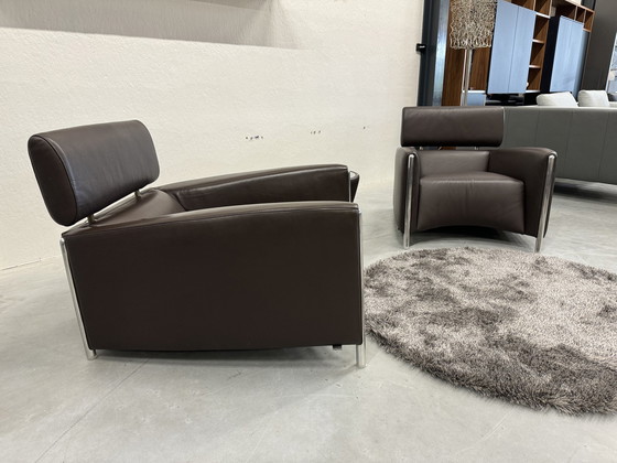 Image 1 of 2 Leolux Oblomov Armchairs Brown Leather