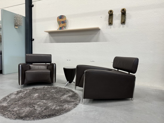 Image 1 of 2 Leolux Oblomov Armchairs Brown Leather