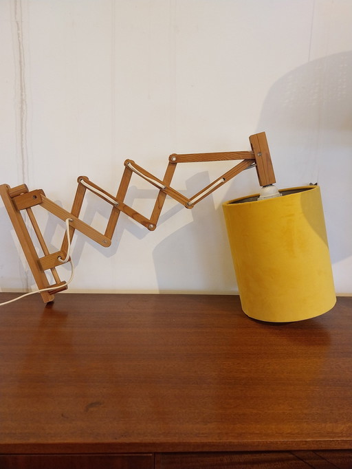 1 X Pine Danish Scissor Lamp. 1960'S