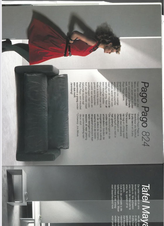 Image 1 of Leolux 'Pago Pago' sofa set Black Leather | Black Leather