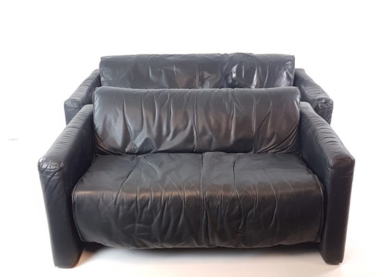 Image 1 of Leolux 'Pago Pago' sofa set Black Leather | Black Leather