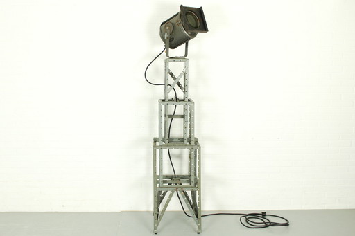 Mid Century theater spotlight by AE Cremer Paris on industrial stand