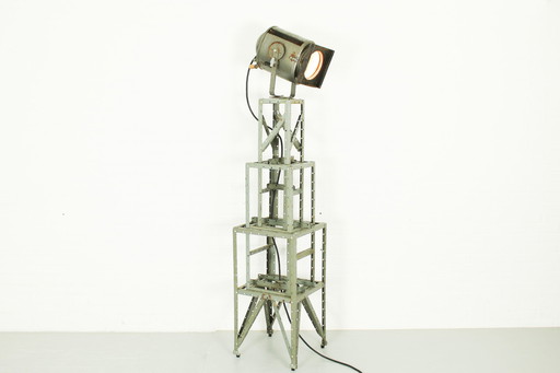 Mid Century theater spotlight by AE Cremer Paris on industrial stand