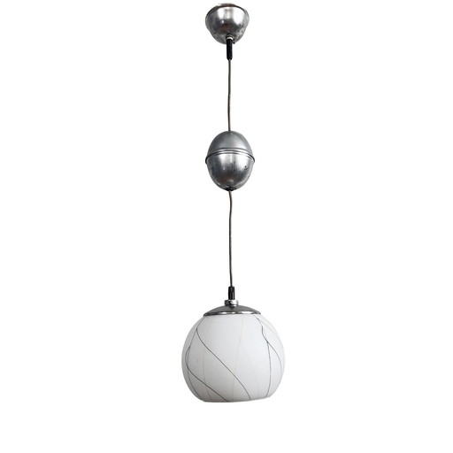 Pendant Lamp, Chrome, New Look, Elektroinstala Děčín, Czechoslovakia, 1950S.