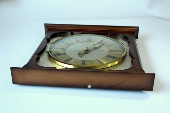 Image 1 of Dugena quartz wall clock wood, vintage