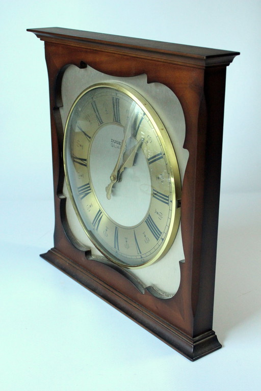 Dugena quartz wall clock wood, vintage