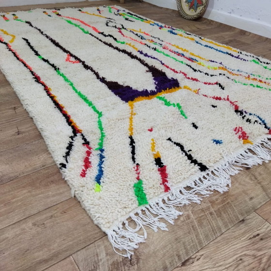 Image 1 of Authentic Handmade Moroccan Wool Rug Of Natural Wool - Handmade Moroccan Wool Rug