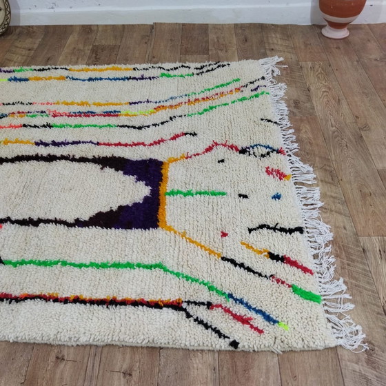 Image 1 of Authentic Handmade Moroccan Wool Rug Of Natural Wool - Handmade Moroccan Wool Rug