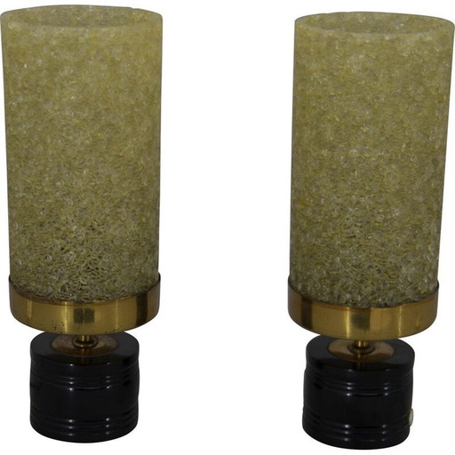 Pair of vintage brass and resin table lamps, 1960