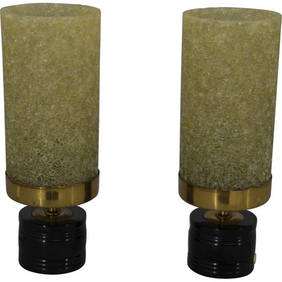 Image 1 of Pair of vintage brass and resin table lamps, 1960