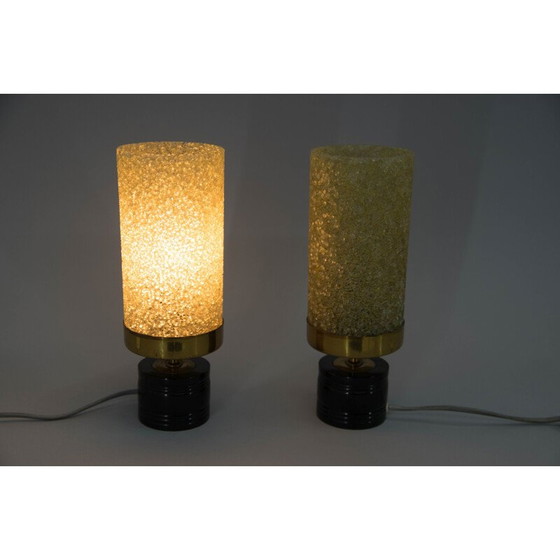 Image 1 of Pair of vintage brass and resin table lamps, 1960