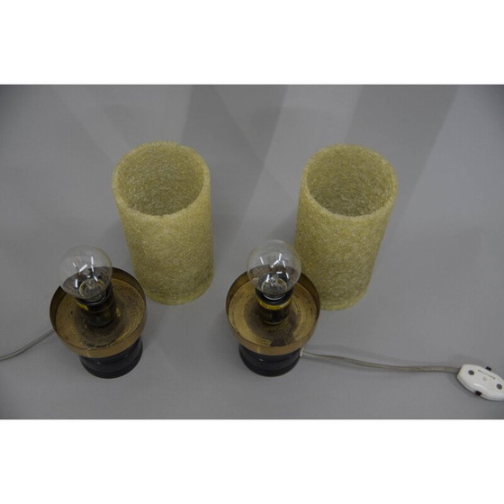 Image 1 of Pair of vintage brass and resin table lamps, 1960