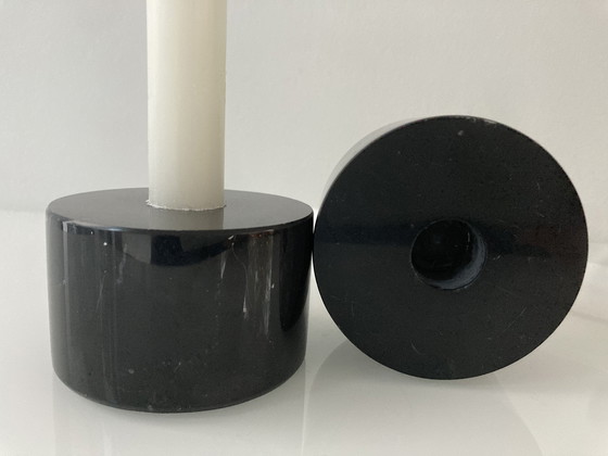 Image 1 of Set Of Two Black, Marble Candlesticks