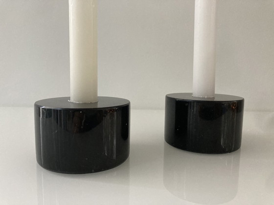 Image 1 of Set Of Two Black, Marble Candlesticks