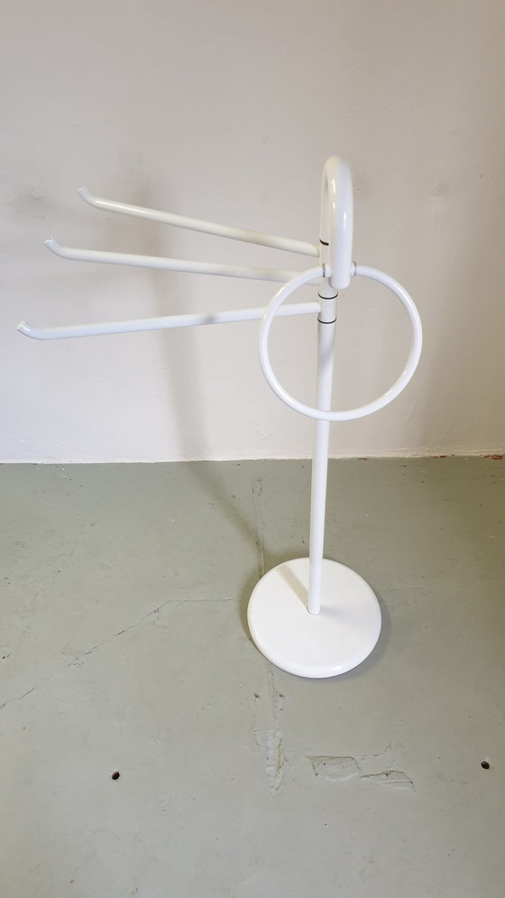 Image 1 of Vintage 1980s Italian Metal White Lacquered Towel Rack/Dressboy