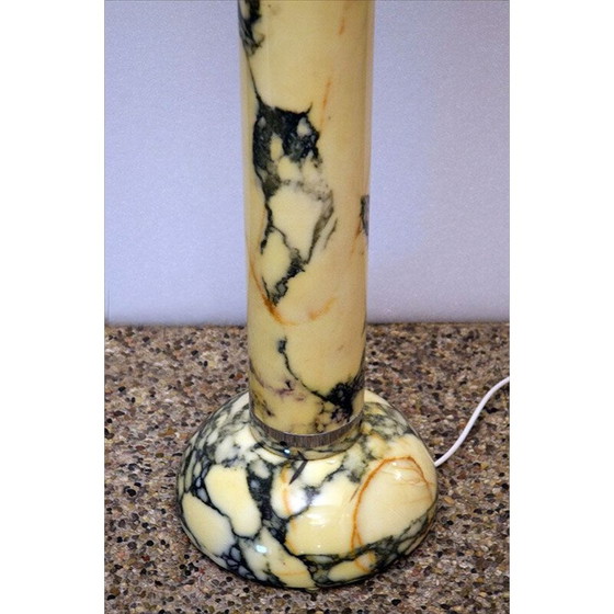 Image 1 of Mid-century floor lamp with marble base and stem and lampshade, Italy 1970