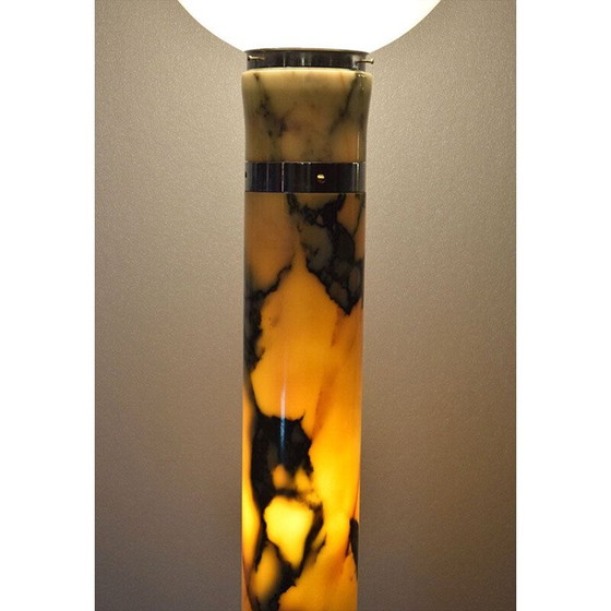 Image 1 of Mid-century floor lamp with marble base and stem and lampshade, Italy 1970