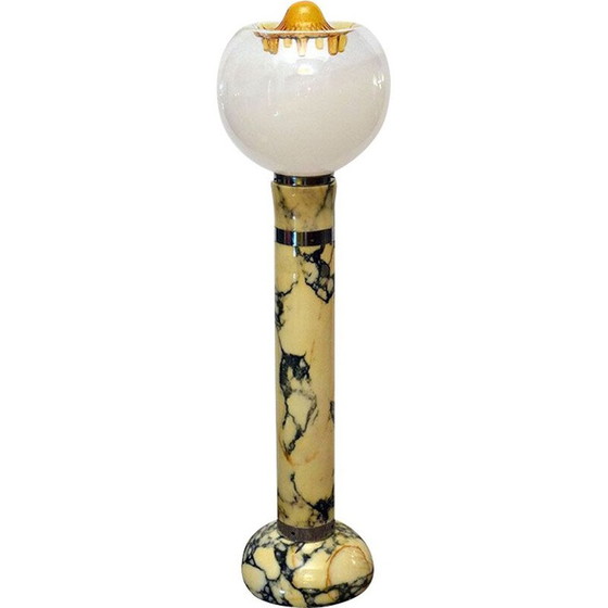Image 1 of Mid-century floor lamp with marble base and stem and lampshade, Italy 1970
