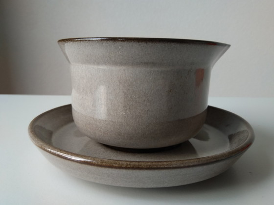 Image 1 of Potterie De Driehoek Huizen saucière, bol avec base de soucoupe