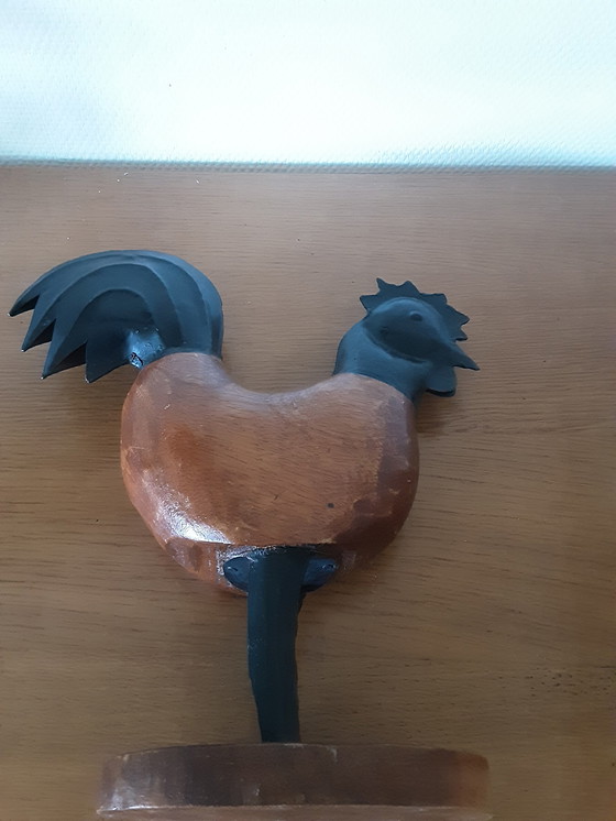 Image 1 of Décoration un coq en bois et metal