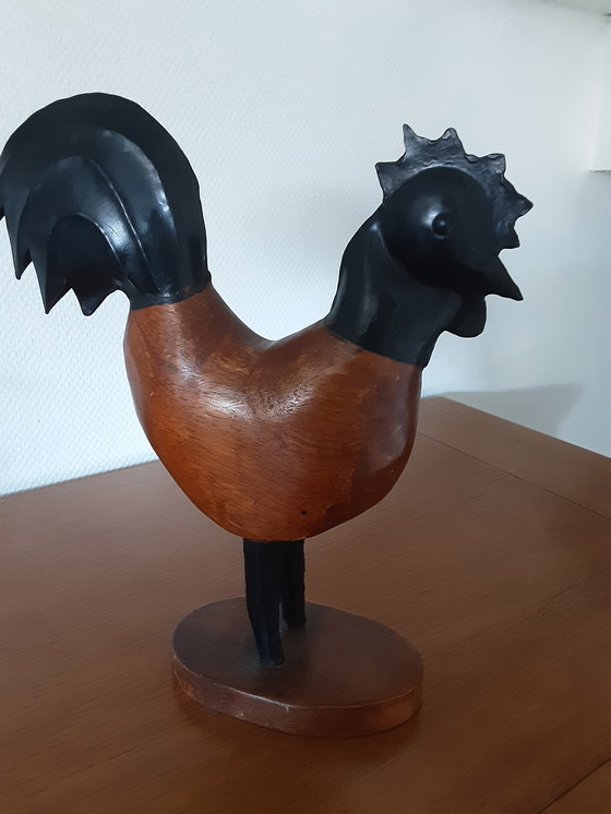 Image 1 of Décoration un coq en bois et metal