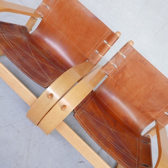 Image 1 of Pair of vintage "Scacciapensieri" leather armchairs by De Pas, D'Urbino and Lomazzi for Poltronova, Italy 1970s