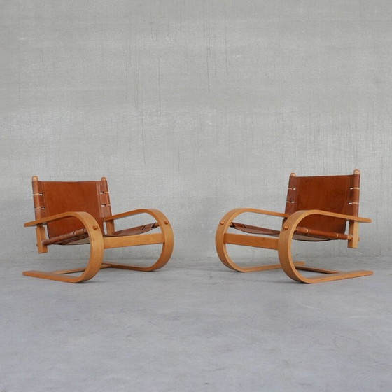 Image 1 of Pair of vintage "Scacciapensieri" leather armchairs by De Pas, D'Urbino and Lomazzi for Poltronova, Italy 1970s