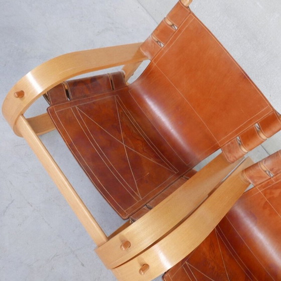 Image 1 of Pair of vintage "Scacciapensieri" leather armchairs by De Pas, D'Urbino and Lomazzi for Poltronova, Italy 1970s
