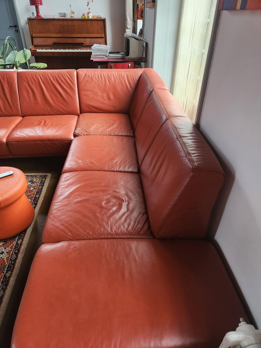 Leolux Corner Sofa 7 Person Terracotta Orange