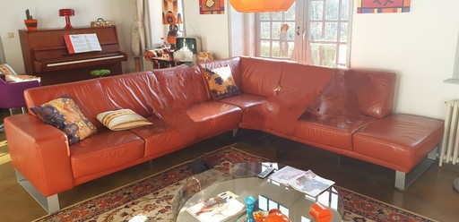 Leolux Corner Sofa 7 Person Terracotta Orange