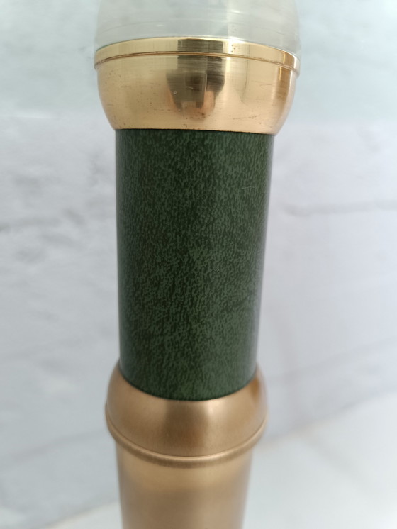 Image 1 of Hollywood Regency side table glass brass