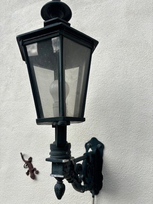 Antique Outdoor Lamp Wrought Iron With Glass