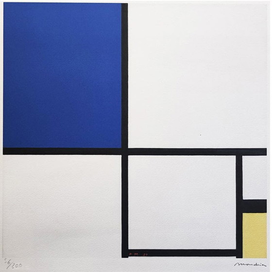 Image 1 of 1970S Original Gorgeous After Piet Mondrian "Composition" Limited Edition Lithograph