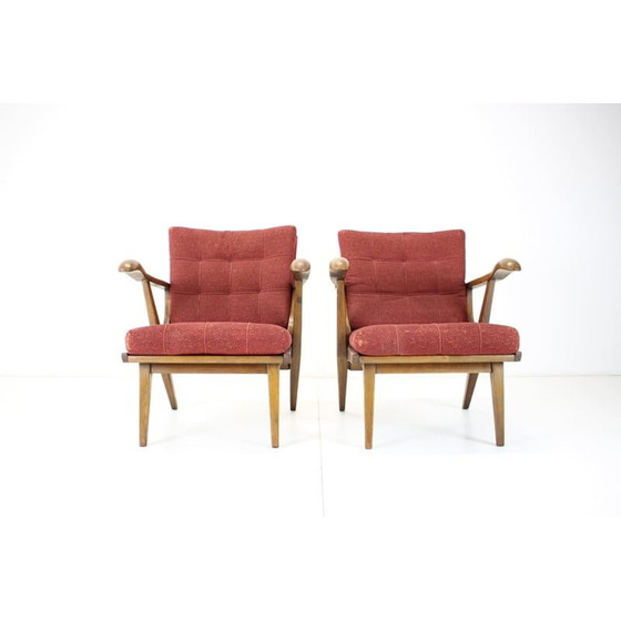 Image 1 of Coppia di poltrone vintage in rovere, Cecoslovacchia 1960