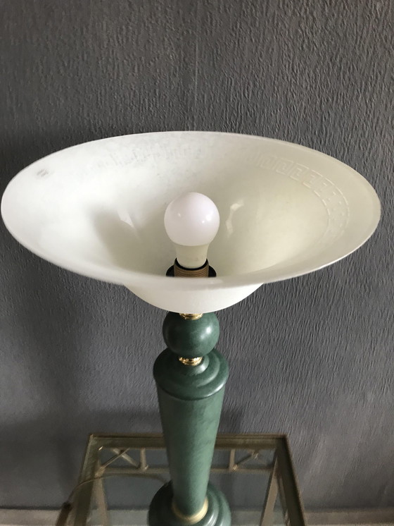 Image 1 of Art Deco Table Lamp With Glass Shade