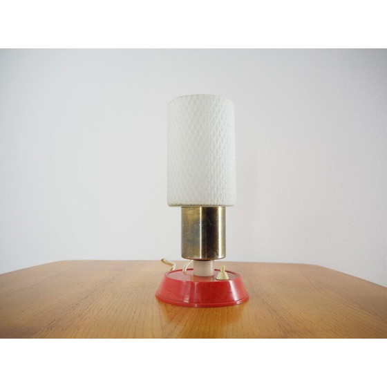 Image 1 of Midcentury Brass and Glass Table Lamp, Poland, 1970s
