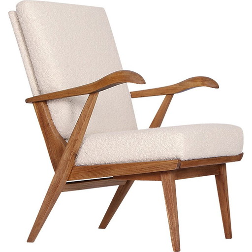 Mid century boucle armchair, Czechoslovakia 1960s