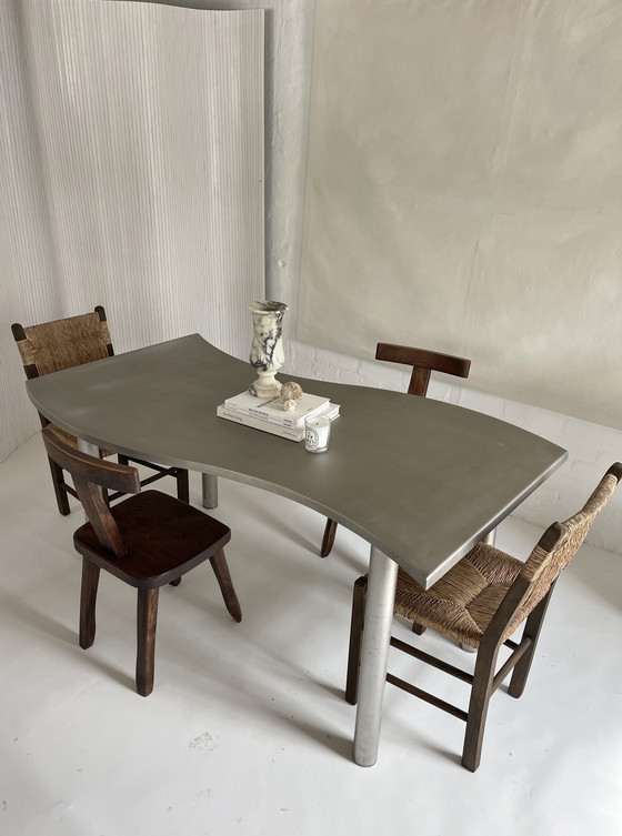 Image 1 of Wavy Stainless Steel Dining Table