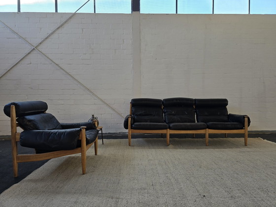 Image 1 of Eric Merthens 60S 70S Mid - Century sofa armchair leather sofa leather armchair set suite leather sofa